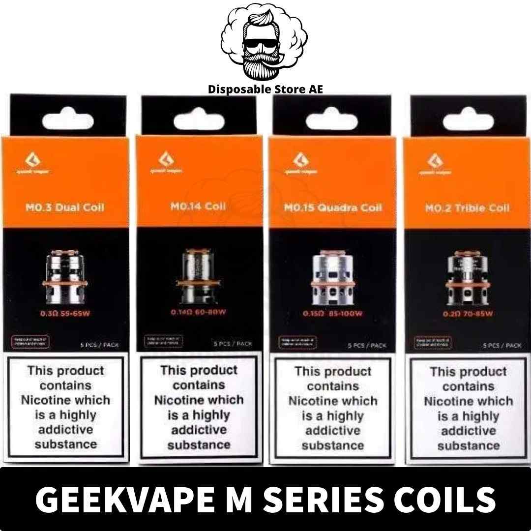 Buy GEEKVAPE M Series Coils in Dubai, UAE ● 0.2ohm Trible Coil ● 0.3ohm Dual Coil ●0.14ohm Single Coil ●1.5ohm Quadra Coils Dubai near me