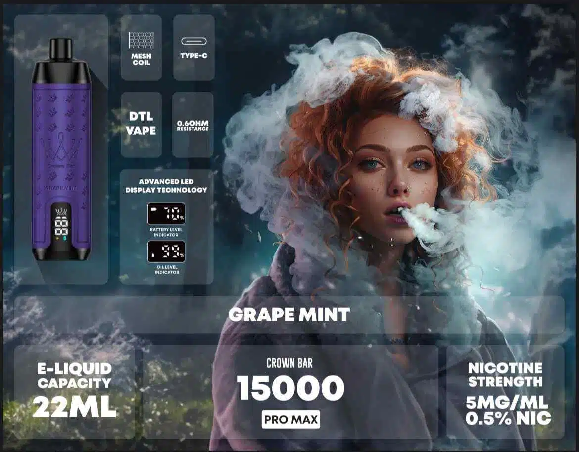 Buy AL FAKHER Crown Bar Pro Max Disposable 15000 Puffs Rechargeable Vape in Dubai - Disposable Vape Shop in UAE