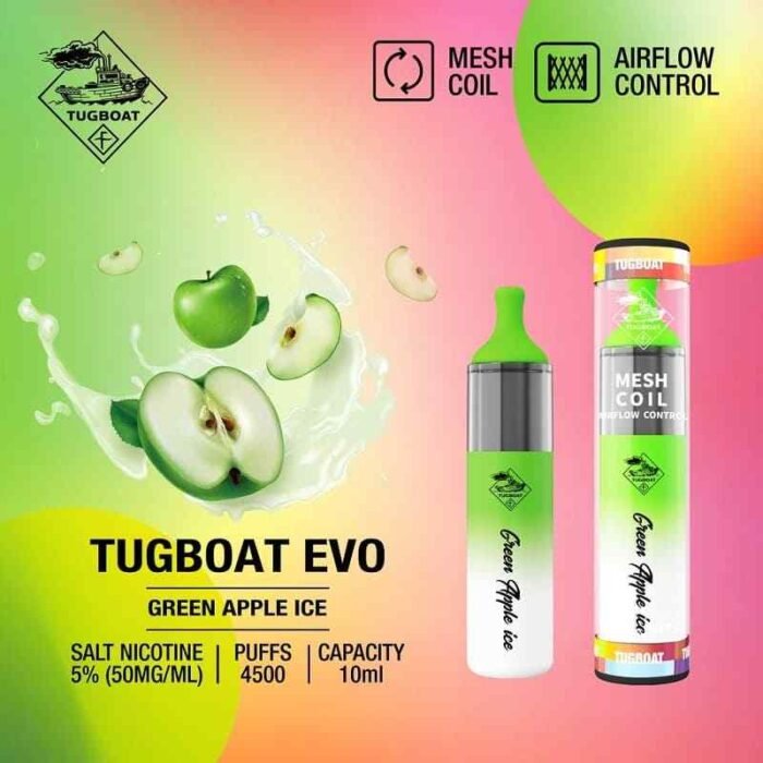 TUGBOAT Evo 4500 Puffs Price in Dubai GREEN APPLE ICE