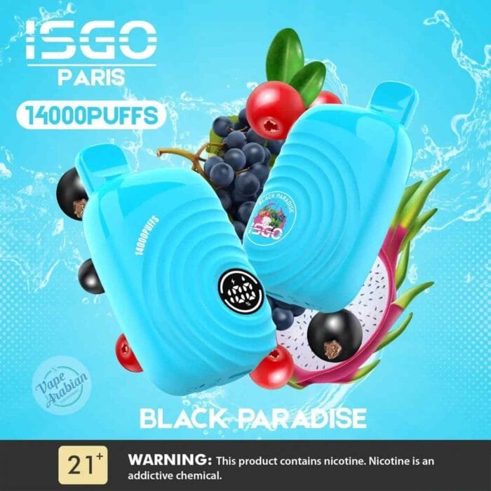 ISGO Paris 14000 Puffs 2% Nicotine Disposable Rechargeable Vape in Dubai - Black paradise