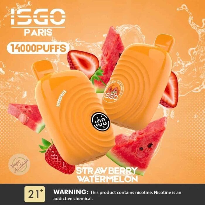 ISGO Paris 14000 Puffs 2% Nicotine Disposable Rechargeable Vape in Dubai - Strawberry Watermelon