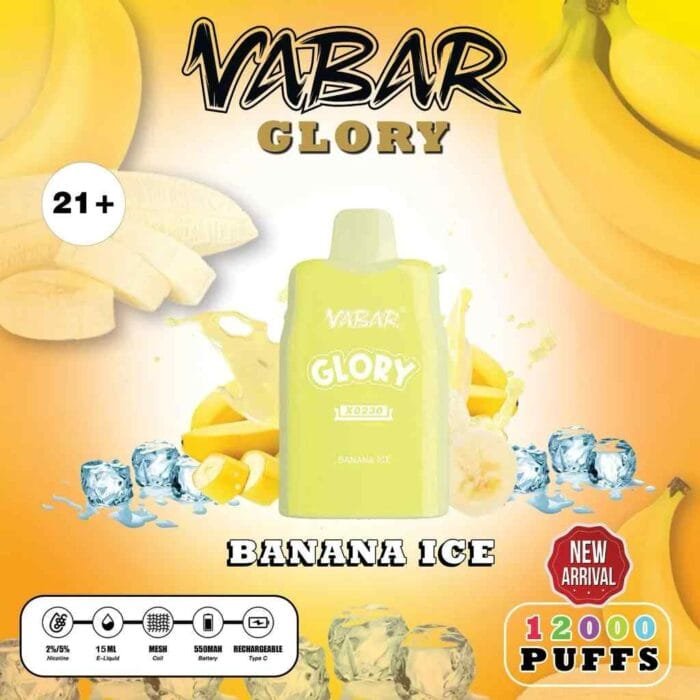 VABAR Glory 7000 Puffs 2% & 5% Nicotine Disposable Vape in Dubai - Banana Ice