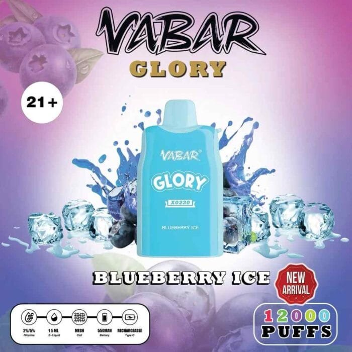 VABAR Glory 7000 Puffs 2% & 5% Nicotine Disposable Vape in Dubai - Blueberry Ice