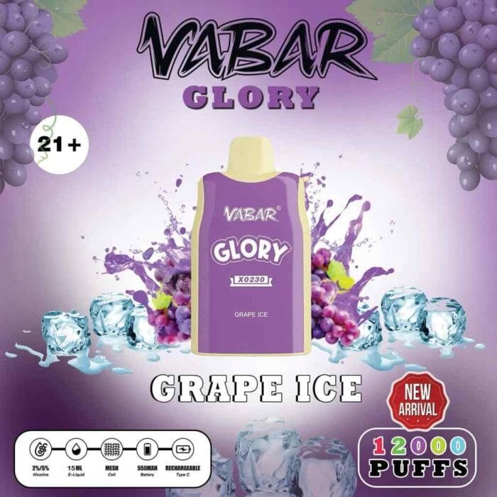 VABAR Glory 7000 Puffs 2% & 5% Nicotine Disposable Vape in Dubai - Grape Ice