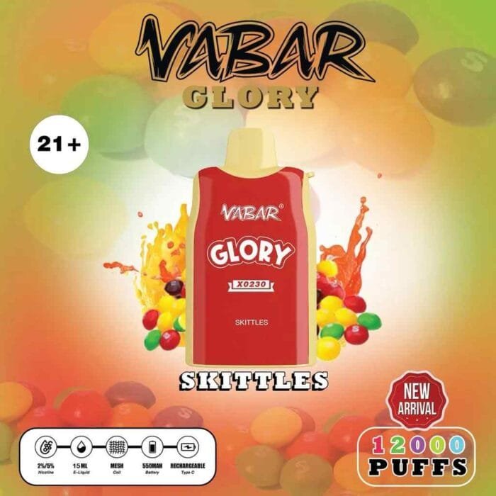 VABAR Glory 7000 Puffs 2% & 5% Nicotine Disposable Vape in Dubai - Skittles