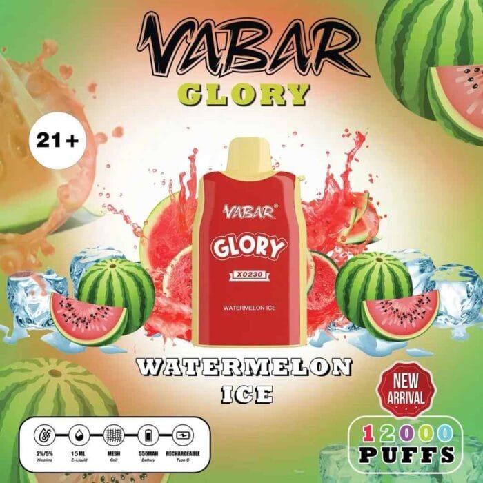 VABAR Glory 7000 Puffs 2% & 5% Nicotine Disposable Vape in Dubai - Watermelon Ice