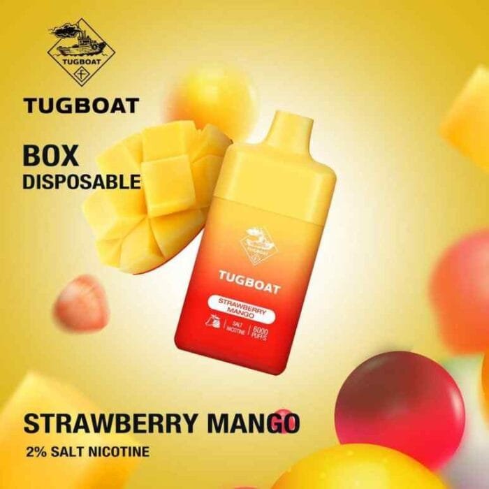 Tugboat Box 6000 Puffs 2% & 5% Disposable Rechargeable vape in Dubai - STRAWBERRY MANGO