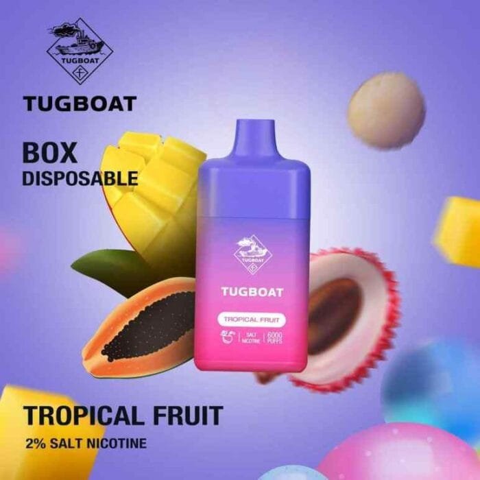 Tugboat Box 6000 Puffs 2% & 5% Disposable Rechargeable vape in Dubai - TROPICAL FRUIT