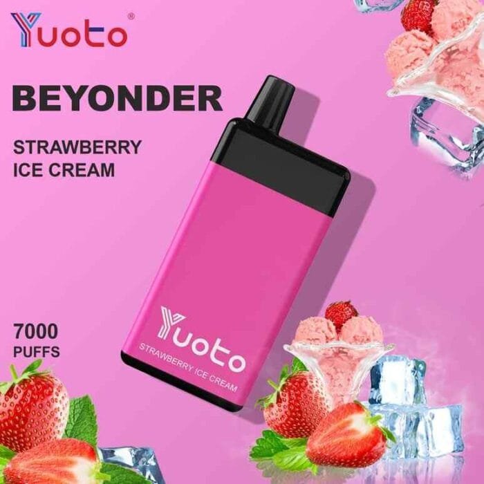 YUOTO Beyonder 7000 Puffs 50mg Disposable Rechargeable Vape in Dubai - STRAWBERRY ICE CREAM