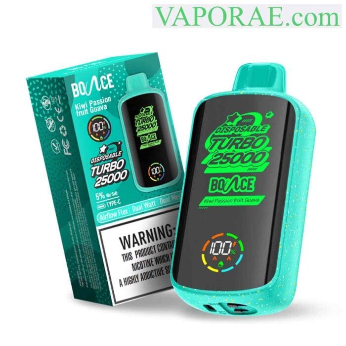 BOUNCE Turbo 25000 Puffs 50MG Disposable Vape Price in Dubai Kiwi Passion Fruit Guava