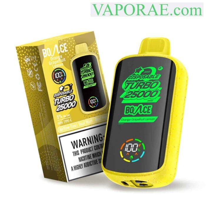 BOUNCE Turbo 25000 Puffs 50MG Disposable Vape Price in Dubai Orange Grapefruit Lemon