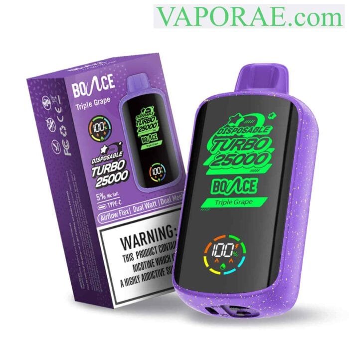 BOUNCE Turbo 25000 Puffs 50MG Disposable Vape Price in Dubai Triple Grape