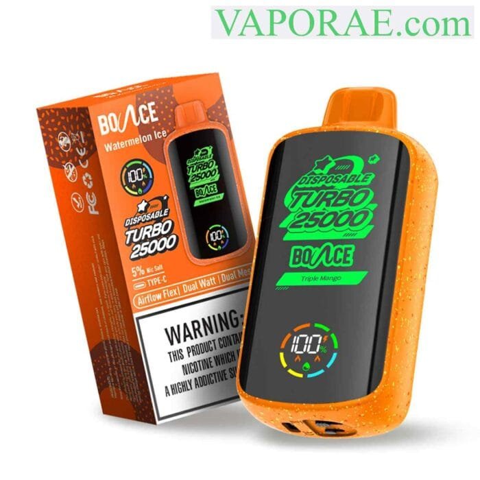 BOUNCE Turbo 25000 Puffs 50MG Disposable Vape Price in Dubai Triple Mango