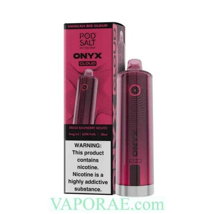 POD SALT Onyx Cloud 25000 Puffs 5mg Disposable Vape Price in Dubai Fresh Raspberry Mojito