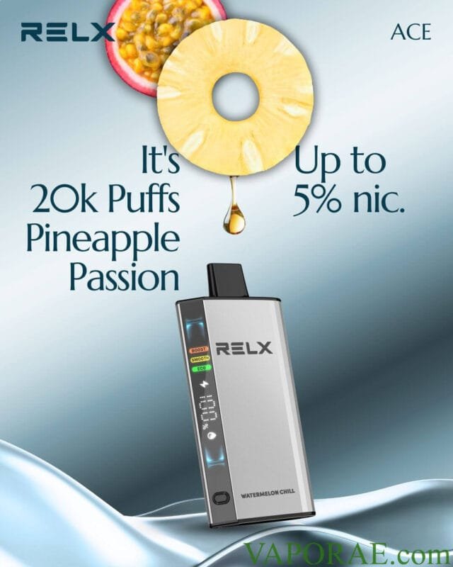 RELX Ace 20000 Puffs 50MG Disposable Vape Price in Dubai Pineapple Passion