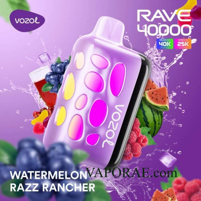 VOZOL Rave 40000 Puffs 50MG Disposable Vape Price in Dubai Watermelon Razz Rancher