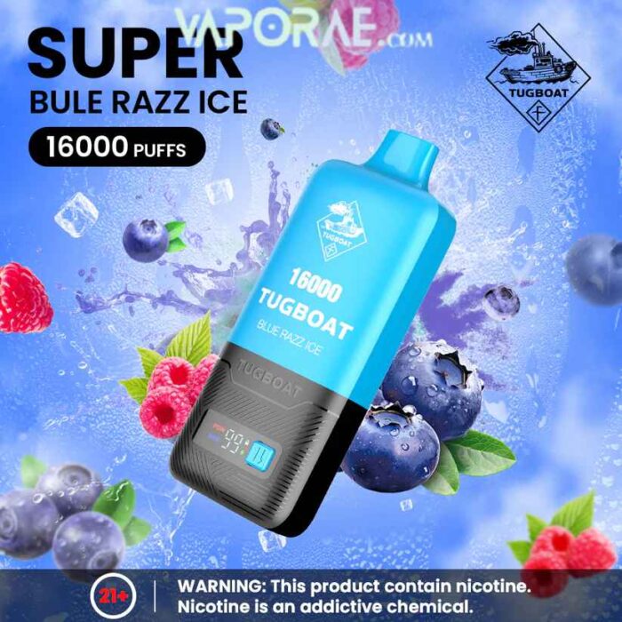 TUGBOAT Super 16000 Puffs 50MG Disposable Vape Price in Dubai Blue Razz Ice
