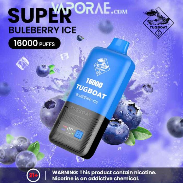 TUGBOAT Super 16000 Puffs 50MG Disposable Vape Price in Dubai Blueberry Ice
