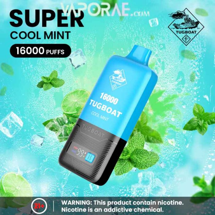 TUGBOAT Super 16000 Puffs 50MG Disposable Vape Price in Dubai Cool Mint