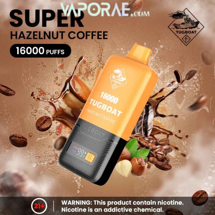 TUGBOAT Super 16000 Puffs 50MG Disposable Vape Price in Dubai Hazelnut Coffee