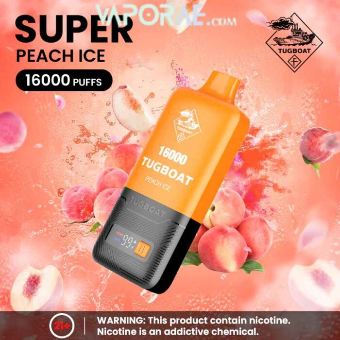 TUGBOAT Super 16000 Puffs 50MG Disposable Vape Price in Dubai Peach Ice
