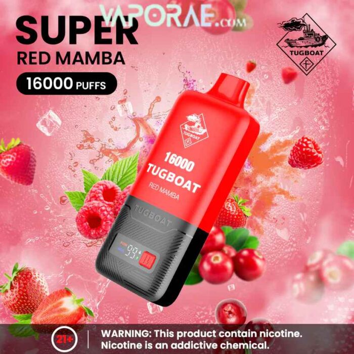 TUGBOAT Super 16000 Puffs 50MG Disposable Vape Price in Dubai Red Mamba