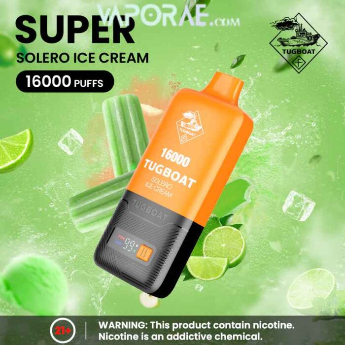 TUGBOAT Super 16000 Puffs 50MG Disposable Vape Price in Dubai Solero Ice Cream