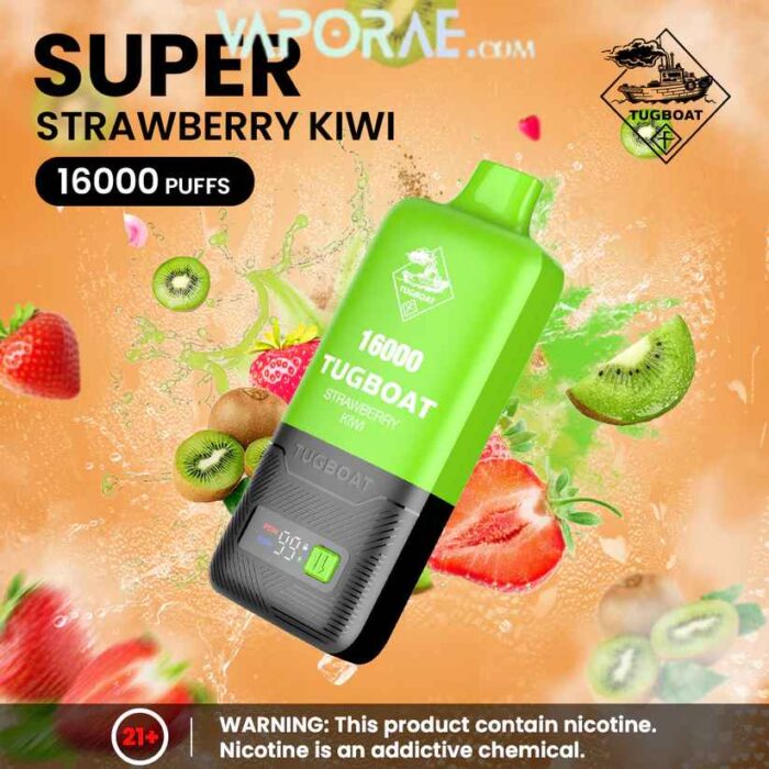 TUGBOAT Super 16000 Puffs 50MG Disposable Vape Price in Dubai Strawberry Kiwi