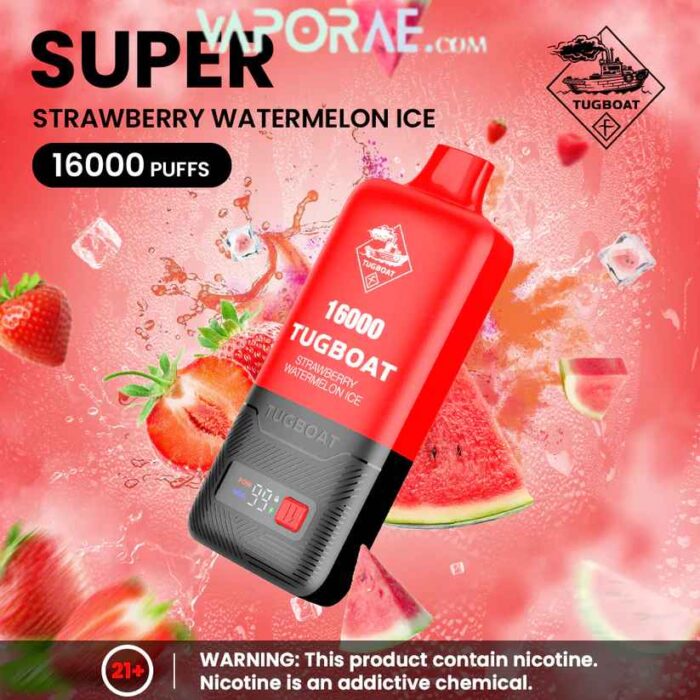 TUGBOAT Super 16000 Puffs 50MG Disposable Vape Price in Dubai Strawberry Watermelon Ice