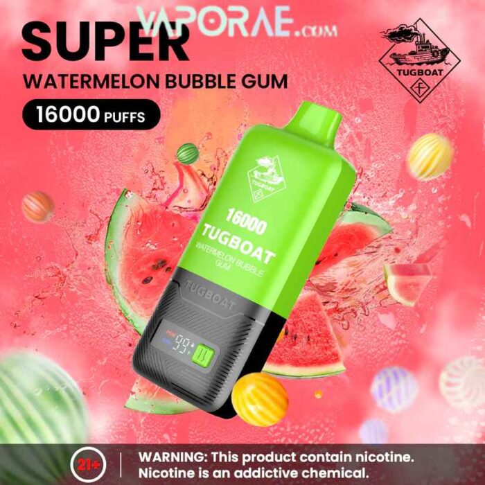 TUGBOAT Super 16000 Puffs 50MG Disposable Vape Price in Dubai Watermelon Bubblegum