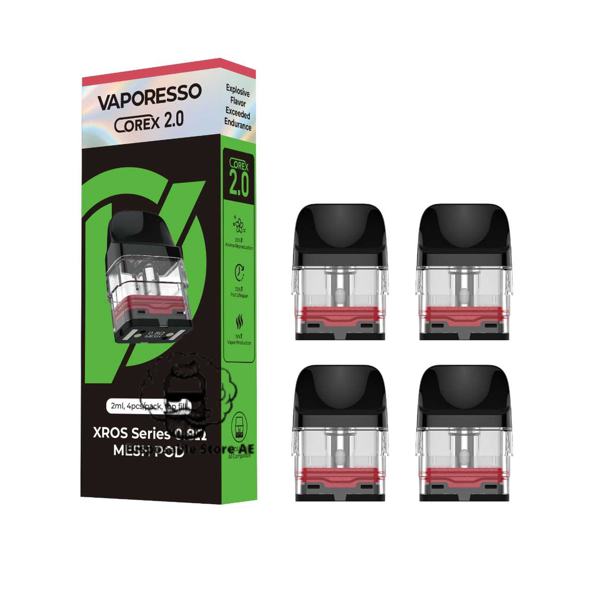 VAPORESSO_XROS_Replacement_Pod_Cartridge_-_4PK_2ML_Corex_2.0_Mesh_0.8_OHMS