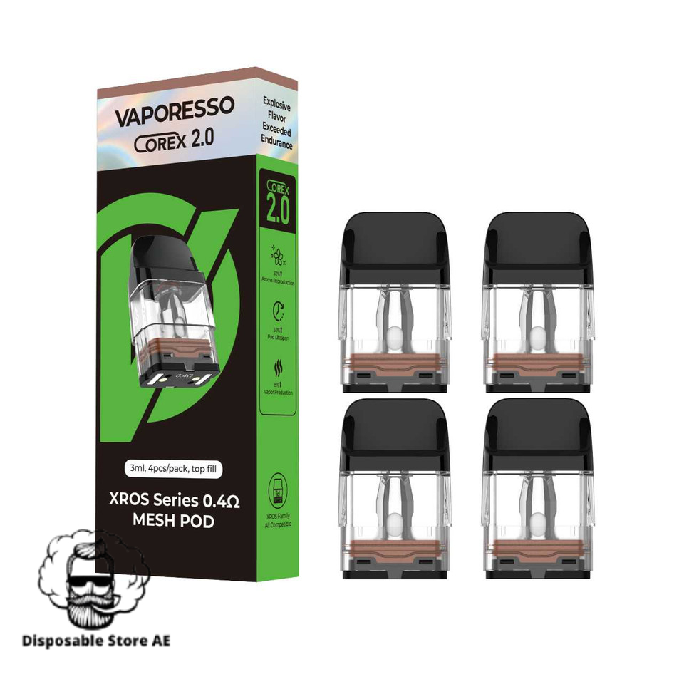 VAPORESSO_XROS_Replacement_Pod_Cartridge_-_4PK_Top_Fill_3ML_Corex_2.0_Mesh_0.4_OHMS