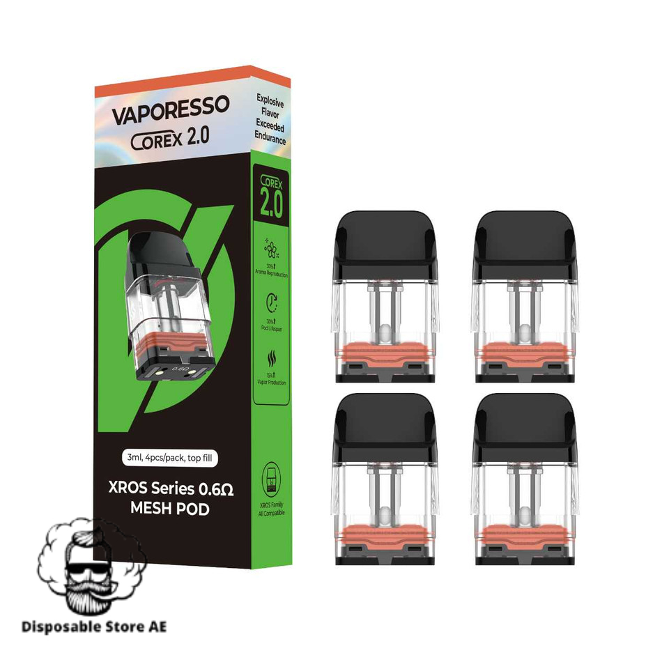 VAPORESSO_XROS_Replacement_Pod_Cartridge_-_4PK_Top_Fill_3ML_Corex_2.0_Mesh_0.6_OHMS