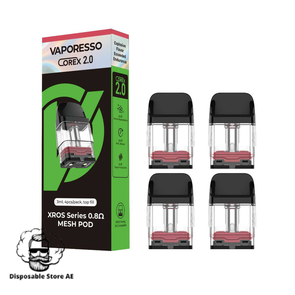 VAPORESSO_XROS_Replacement_Pod_Cartridge_-_4PK_Top_Fill_3ML_Corex_2.0_Mesh_0.8_OHMS
