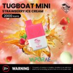Tugboat Mini 2000 Puffs 2 Nicotine Disposable Vape in UAE Strawberry Ice Cream