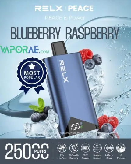 RELX Peace 25k puffs 20MG Disposable Vape in Dubai Blueberry Raspberry
