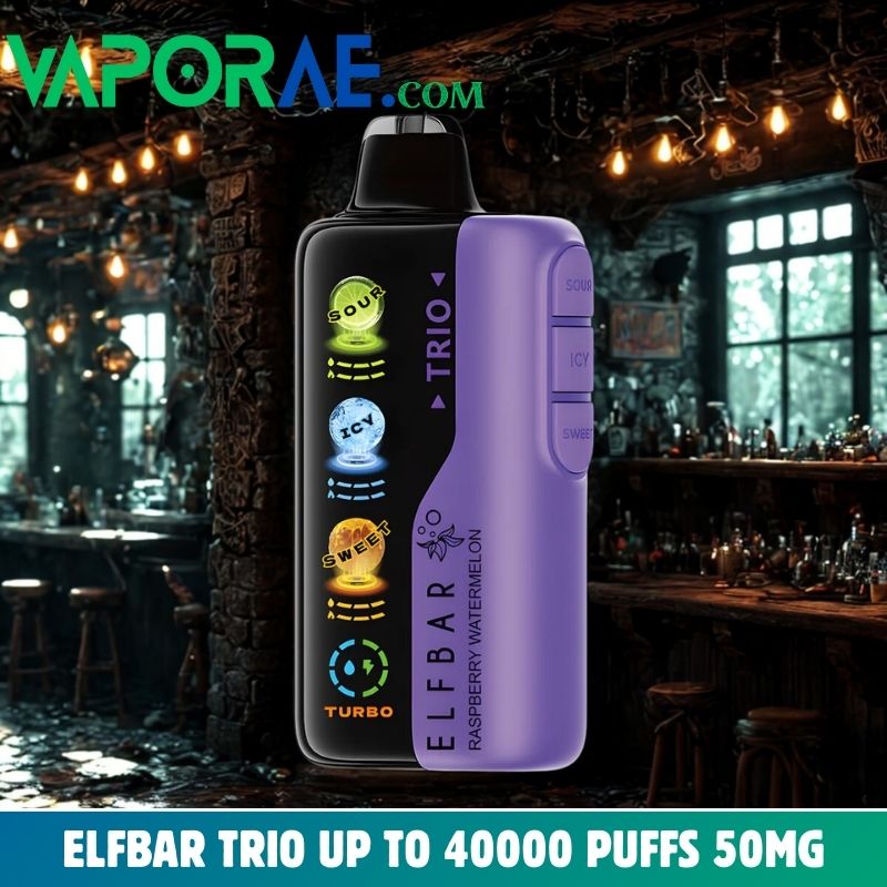 elfbar trio up to 40000 puffs 50mg nicotine 4 mesh coil disposable vape