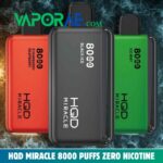 hqd miracle 8000 puffs zero nicotine 0% disposable vape in dubai