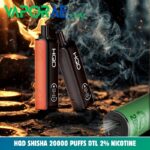 hqd shisha 20000 puffs dtl 2 nicotine disposable vape