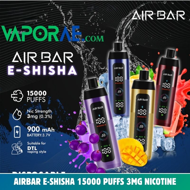 Airbar E-shisha 15000 puffs 3mg nicotine