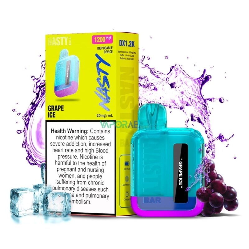 nasty bar 1200 puffs 20mg nicotine none rechargeable vape grape ice