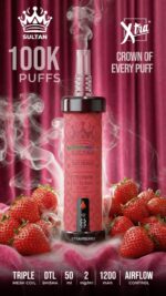 sultan xtra shisha dtl 100k puffs 2mg nicotine triple mesh vape strawberry
