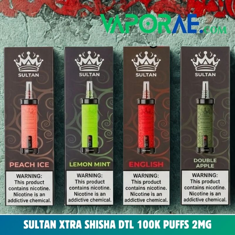sultan xtra shisha dtl 100k puffs 2mg nicotine triple mesh vape