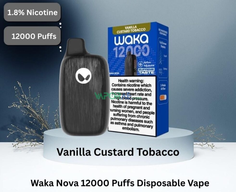 waka nova 12000 puffs 18mg disposable vape vanilla custard tobacco