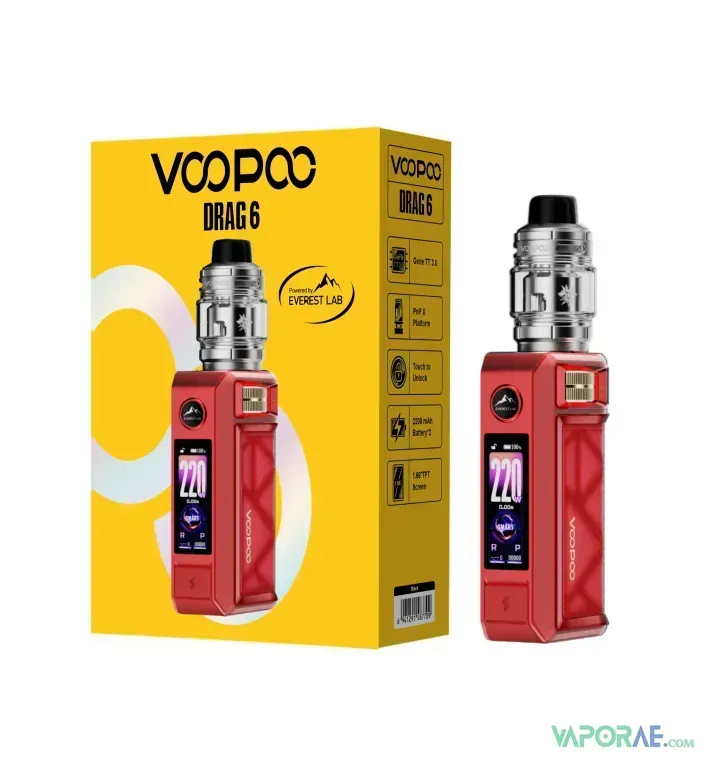 voopoo drag 6 kit 220w none build battery red