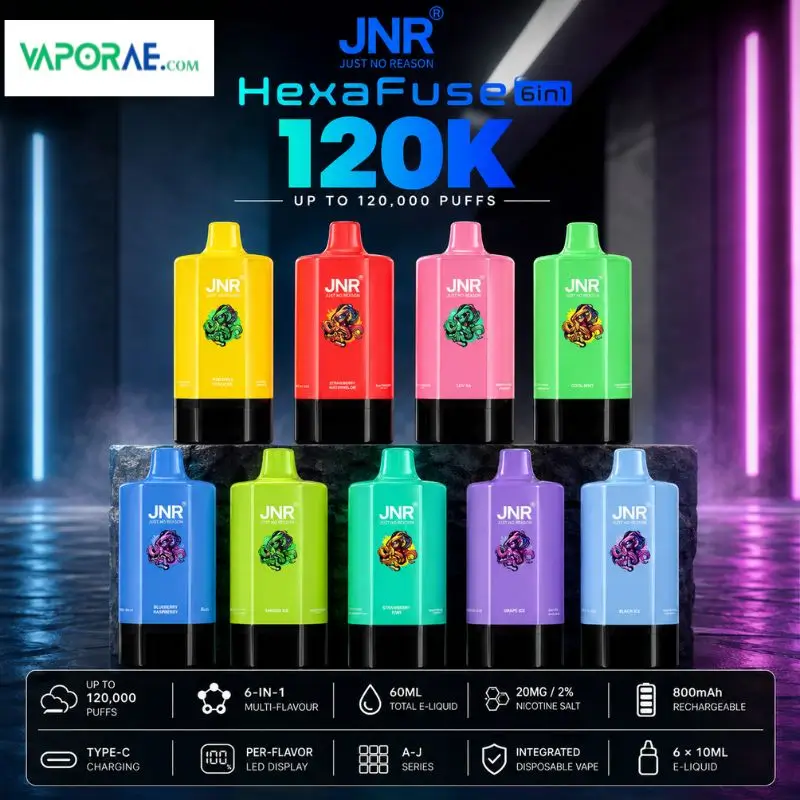 JNR HexaFuse 120K Puffs Disposable Vape 6in1 in Dubai, UAE