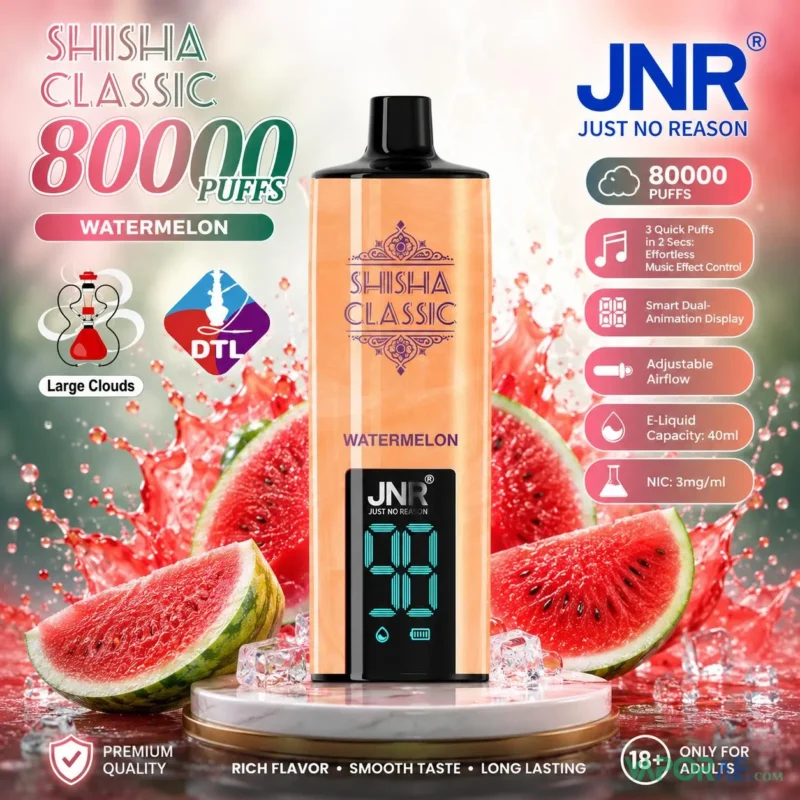 jnr shisha classic 80000 puffs disposable vape 3mg in uae watermelon