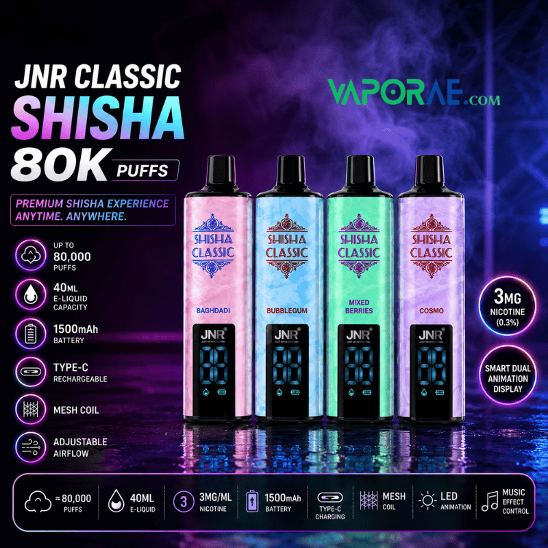 jnr shisha classic 80000 puffs disposable vape 3mg in uae