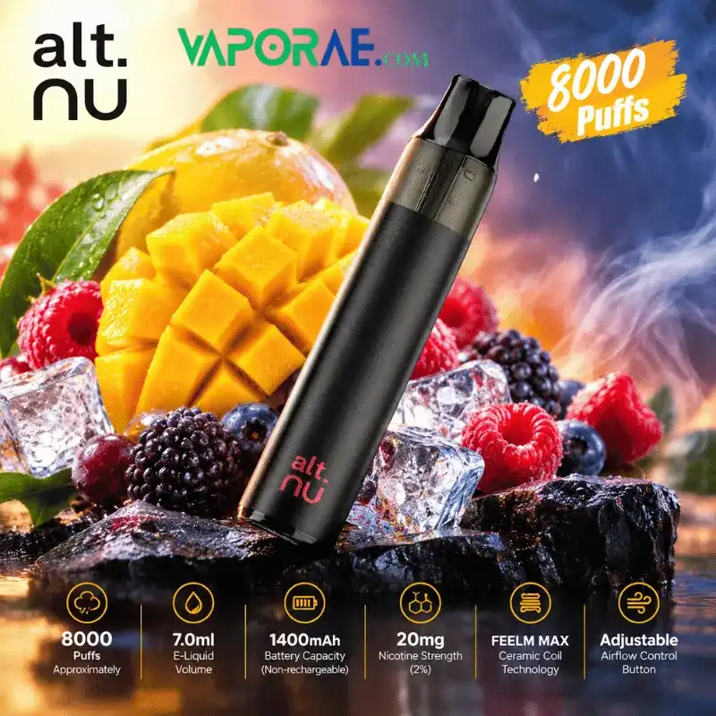 alt nu 8000 puffs disposable vape 20mg in dubai uae