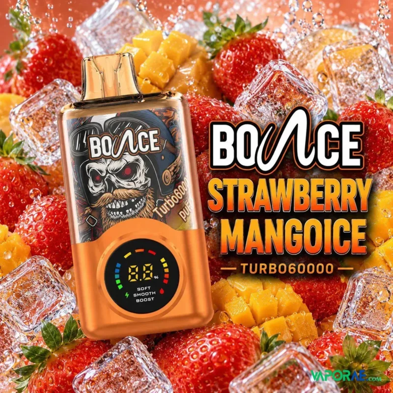 bounce turbo 60k puffs 20mg disposable vape in dubai strawberry mango ice